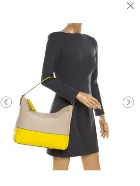 Kate Spade Two-Tone Yellow and Light Gray Leather Shoulder Bag